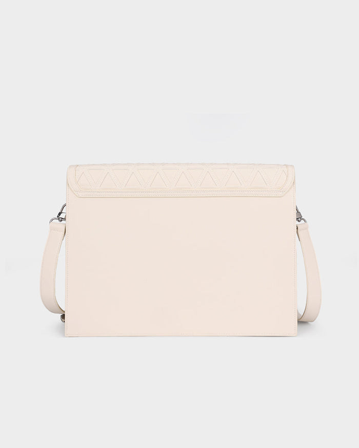 Woven Laptop Bag in Cream White