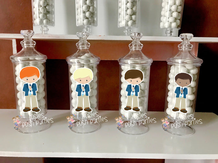 First Communion Boy Theme Apothecary Jar Favors