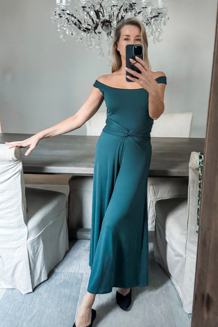 Teal Fisherman's Pants in Brushed Venezia Fabric from Diane Kroe