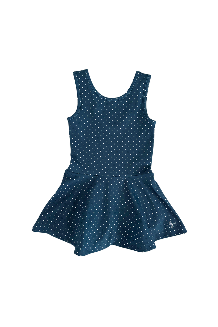 Flare Athletic Dress - Navy Dot