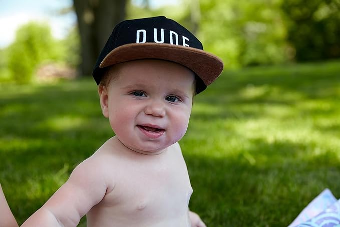 Flat Brim Trucker Hat - Dude - Black/Faux Leather