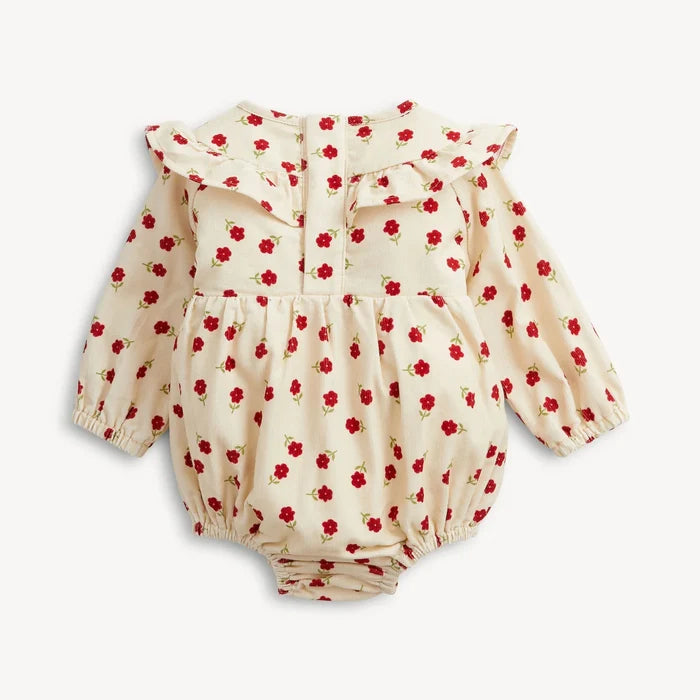 Floral Corduroy Ruffle Romper