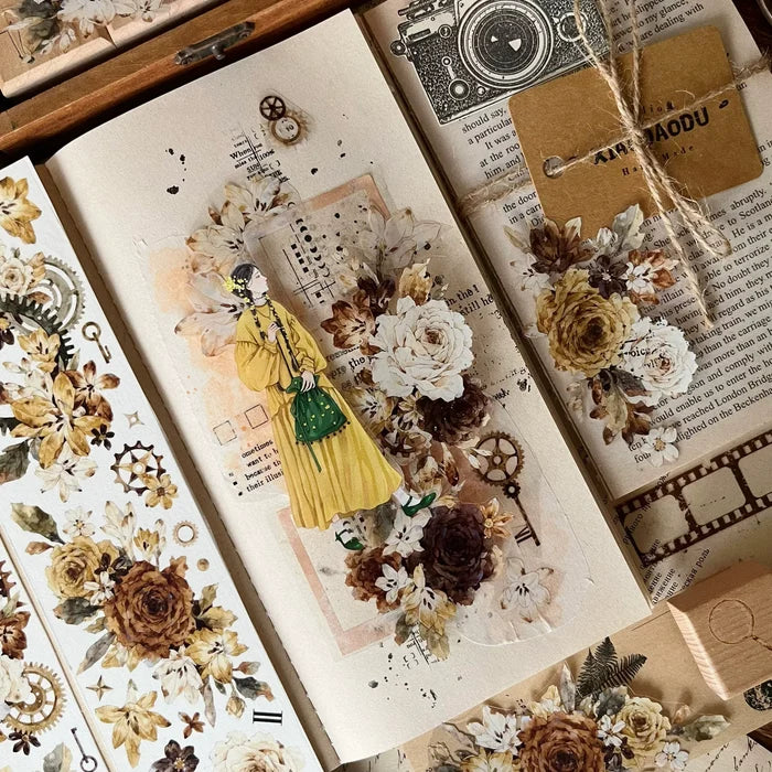 Floral Decorative Tape Rolls- Amber Glimmer