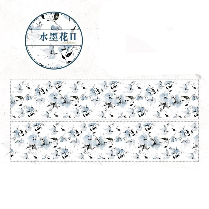 Floral Decorative Tape Rolls- Ink Wash
