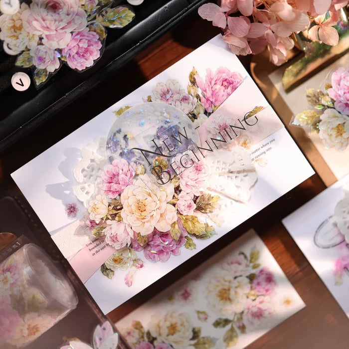 Floral Decorative Tape Rolls- Peach Mist