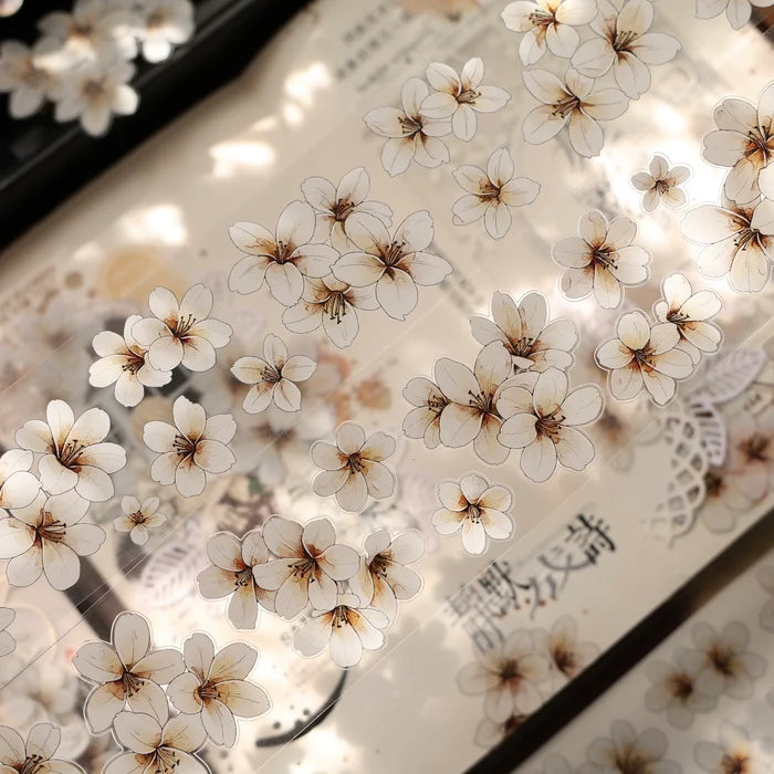 Floral Decorative Tape Rolls- Whisper of White Blooms