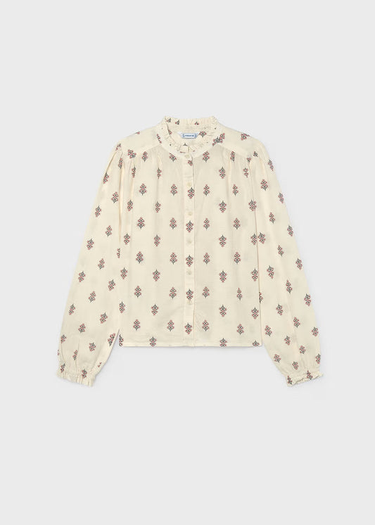 Floral Printed Jacquard Blouse