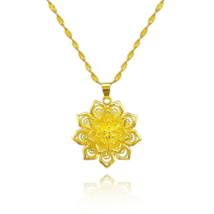 Flower Gold Color Necklace - Natna Shop