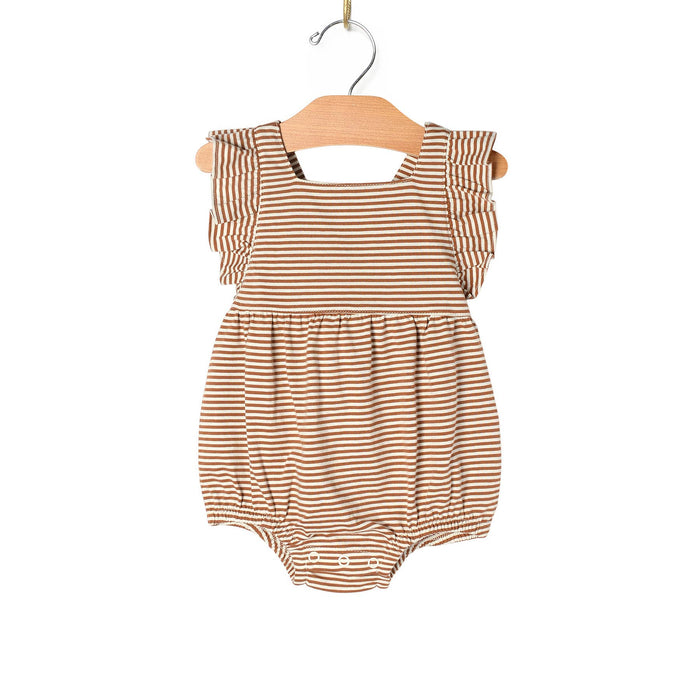 Flutter Romper- Toffee Stripe