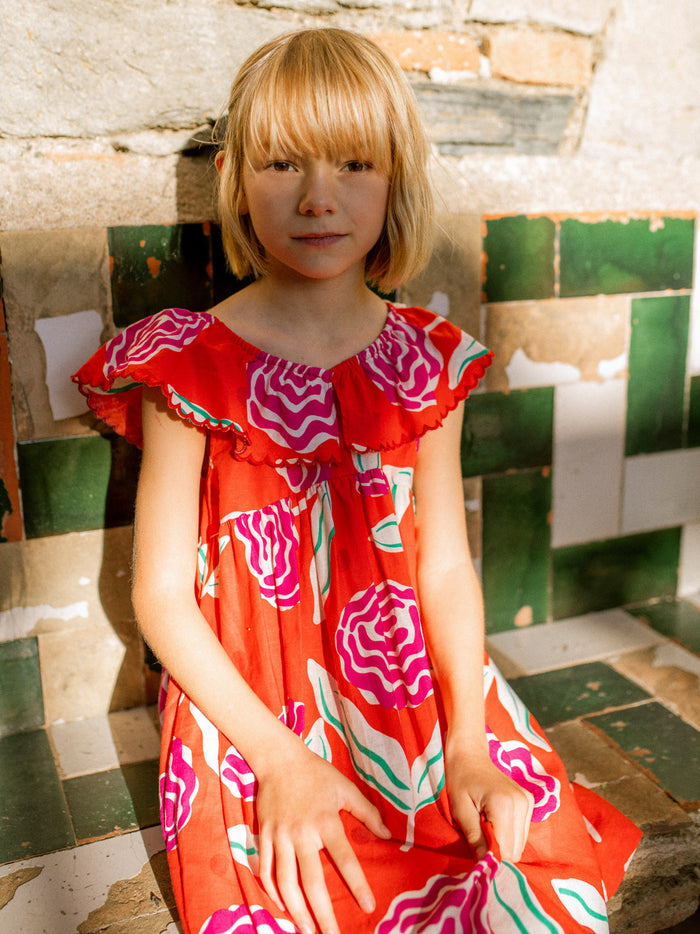 FLUTTER SLEEVE WOVEN DRESS