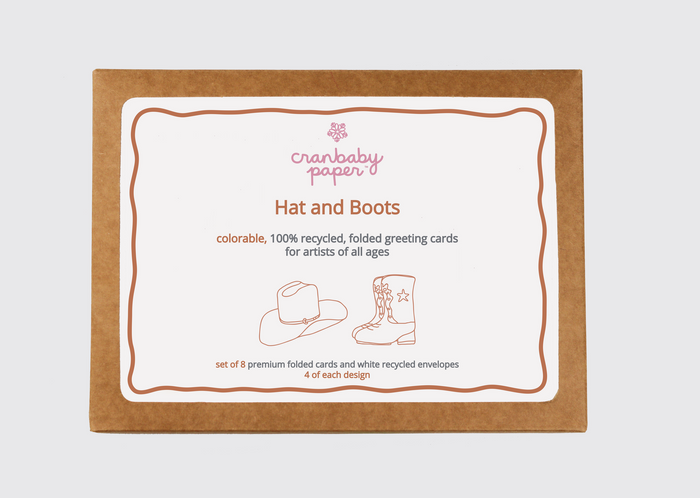 Folded Greeting Cards - Hats & Boots (set of 8)