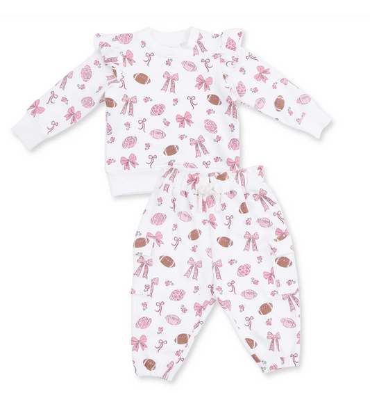 Footballs and Bows Sweatshirt Set