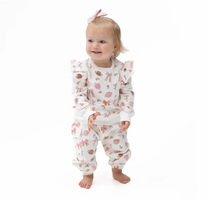 Footballs and Bows Sweatshirt Set