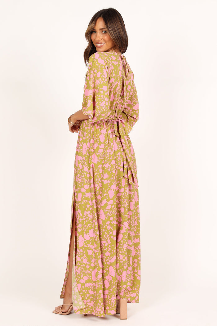Petal and Pup USA DRESSES Fran Maxi Dress - Green/Pink