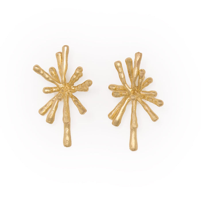 Freya Star Burst Post Earrings Brass Large Stud