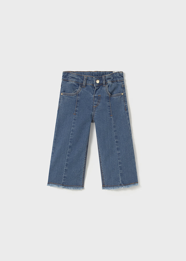 Front Seam Raw Edge Denim Trousers