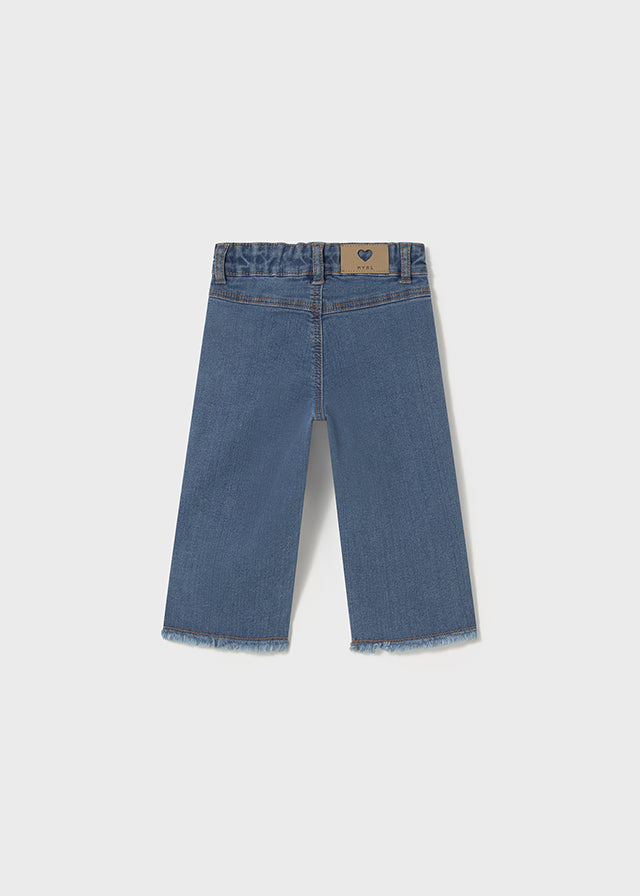 Front Seam Raw Edge Denim Trousers