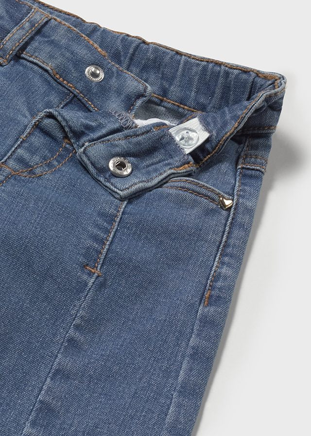Front Seam Raw Edge Denim Trousers