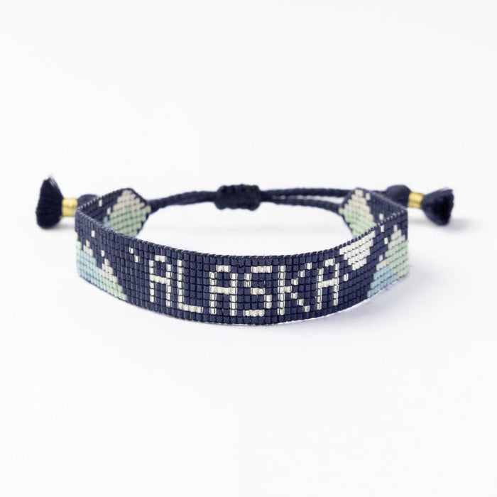 Gabby "Alaska" Adjustable Beaded Bracelet Navy Sliding Knot