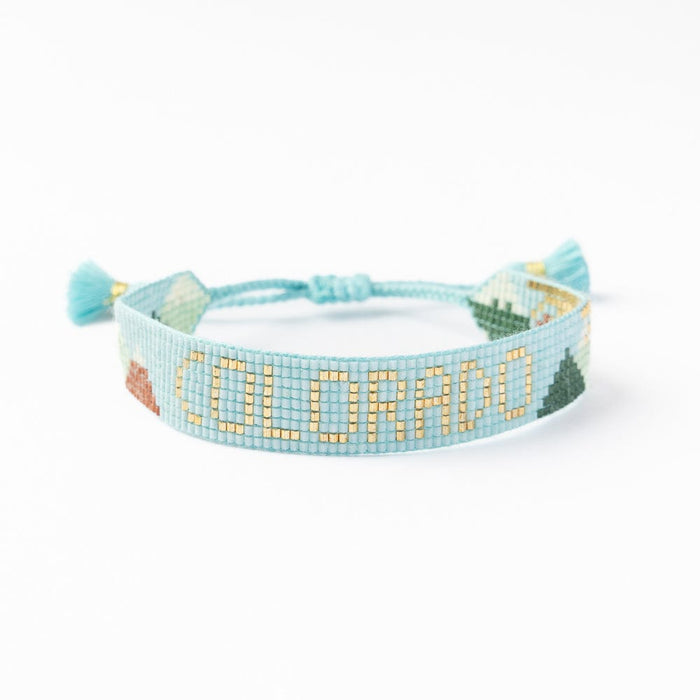 Gabby "Colorado" With Mountains Adjustable Beaded Bracelet Sliding Knot