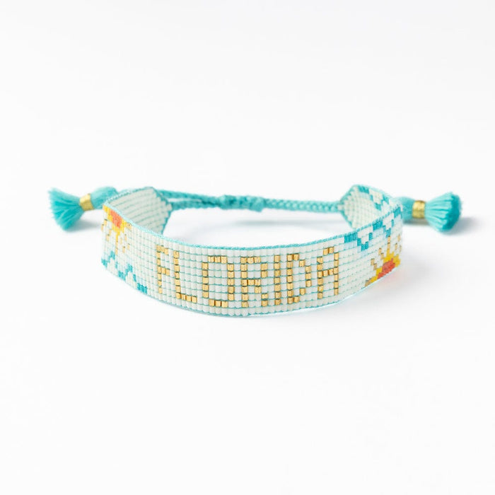 Gabby "Florida" Waves With Sunshine Adjustable Beaded Bracelet Sliding Knot