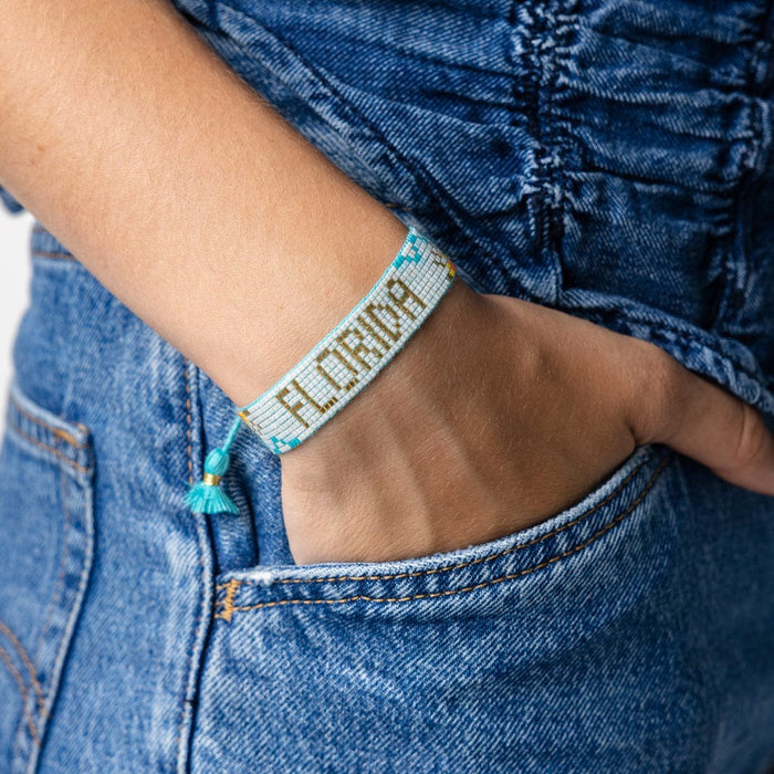 Gabby "Florida" Waves With Sunshine Adjustable Beaded Bracelet Sliding Knot