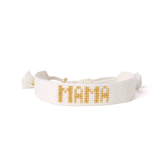 Gabby "Mama" Adjustable Beaded Bracelet Ivory Sliding Knot