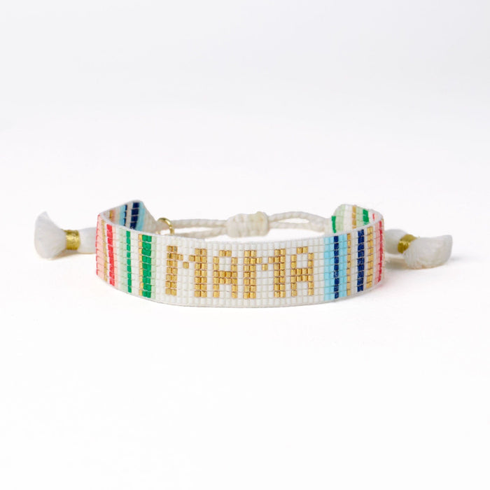 Gabby "Mama" Adjustable Beaded Bracelet Rainbow Sliding Knot