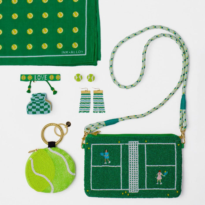 Gabby Tennis "Love" Adjustable Beaded Bracelet Kelly Green Sliding Knot