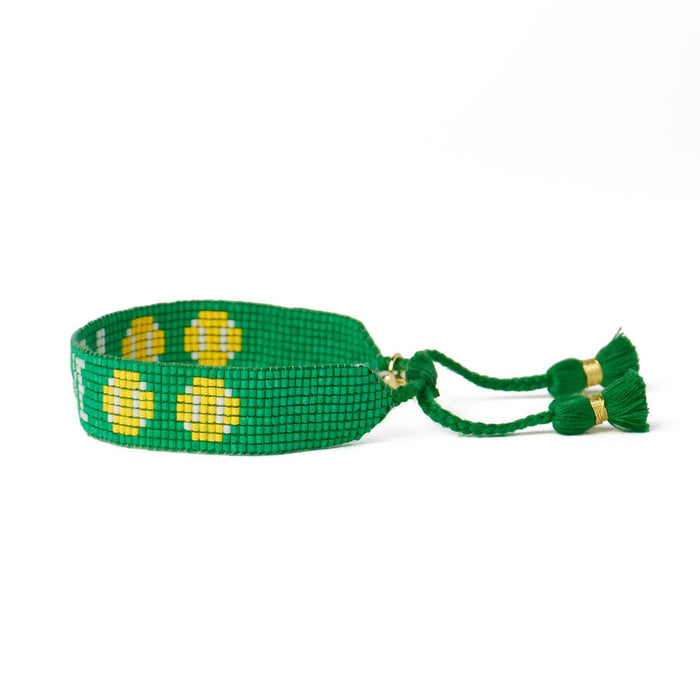 Gabby Tennis "Love" Adjustable Beaded Bracelet Kelly Green Sliding Knot