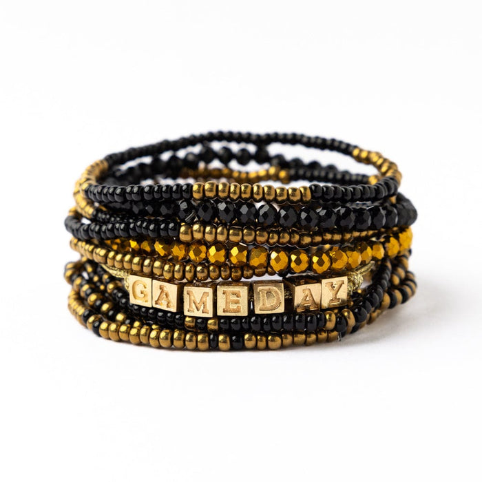 Game Day 11-Strand Bracelet Set Black + Gold Stack