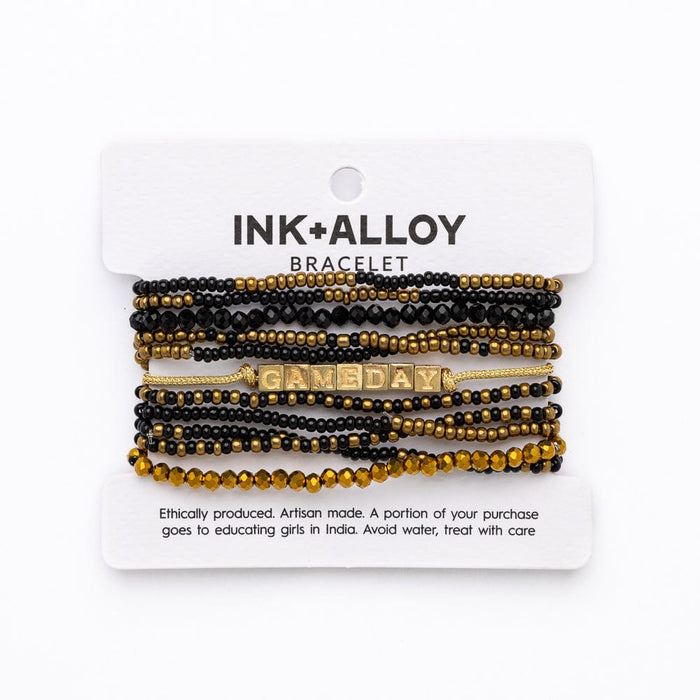 Game Day 11-Strand Bracelet Set Black + Gold Stack
