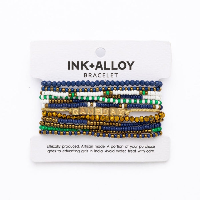 Game Day 11-Strand Bracelet Set Blue, Gold + Green Stack