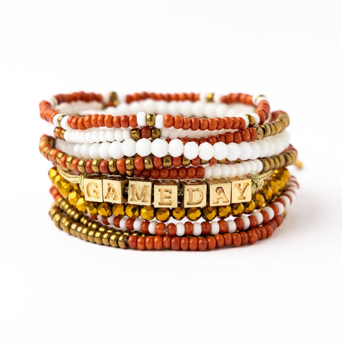 Game Day 11-Strand Bracelet Set Burnt Orange Stack