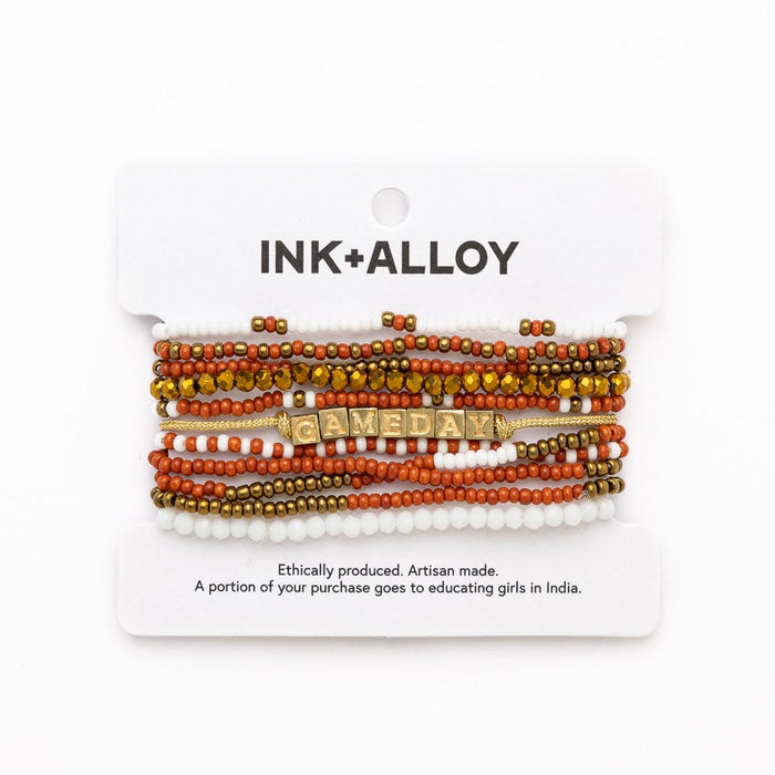 Game Day 11-Strand Bracelet Set Burnt Orange Stack
