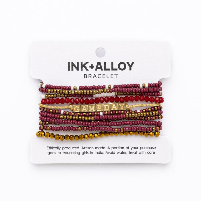 Game Day 11-Strand Bracelet Set Garnet + Gold Stack