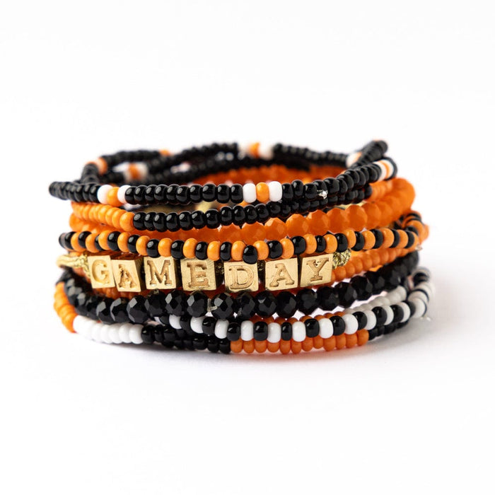 Game Day 11-Strand Bracelet Set Orange + Black Stack