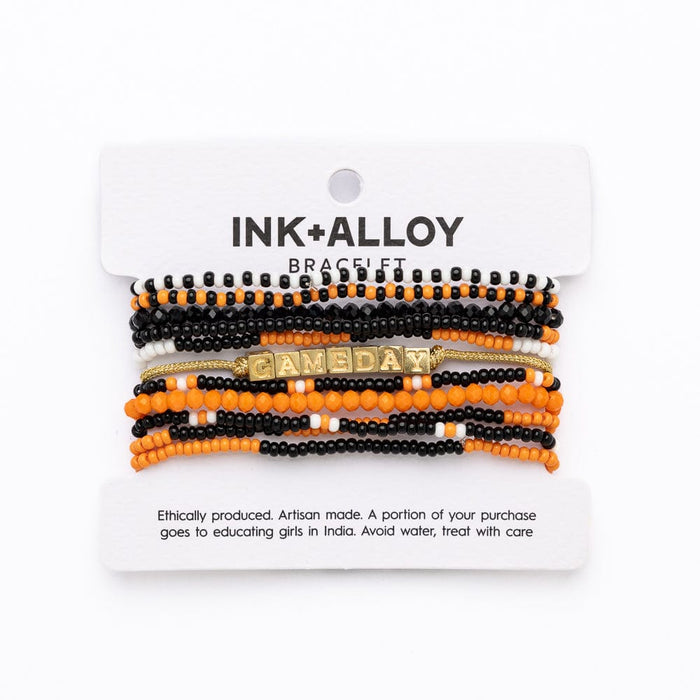 Game Day 11-Strand Bracelet Set Orange + Black Stack