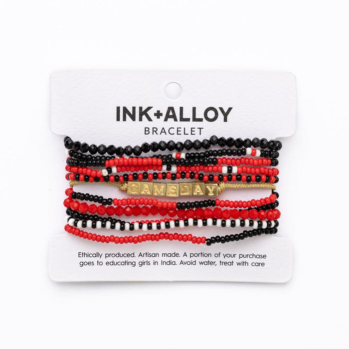Game Day 11-Strand Bracelet Set Red + Black Stack