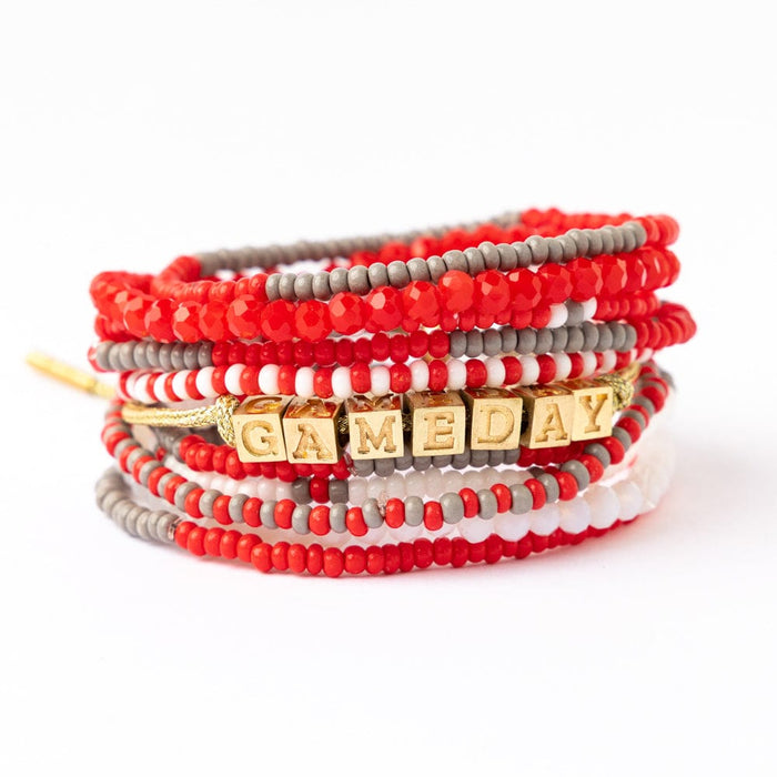 Game Day 11-Strand Bracelet Set Scarlet + Gray Stack