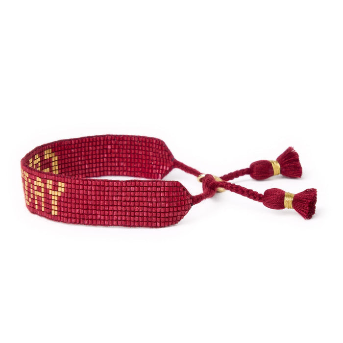 Game Day Adjustable Beaded Bracelet Garnet + Gold Sliding Knot