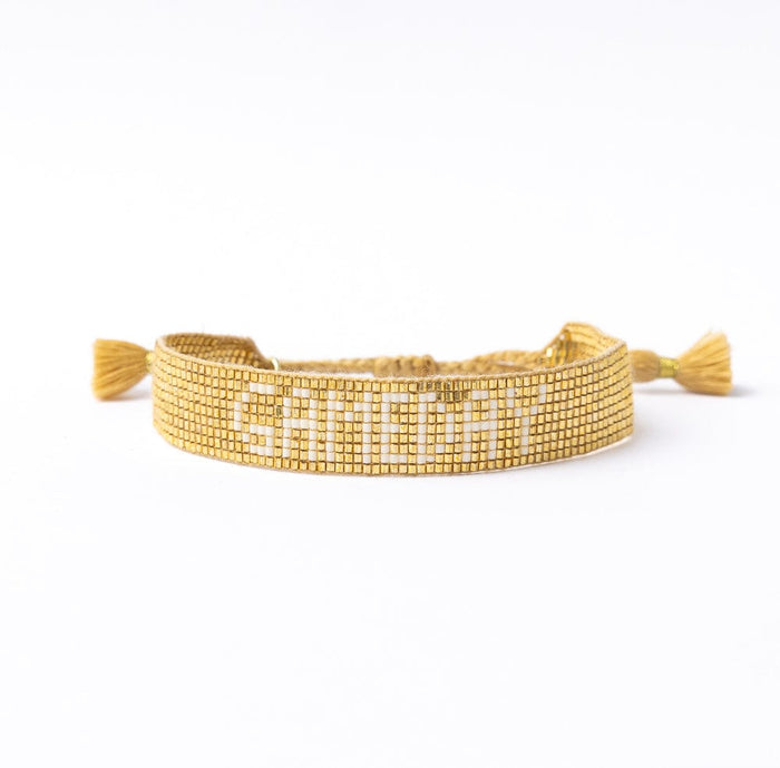 Game Day Adjustable Beaded Bracelet Gold Sliding Knot