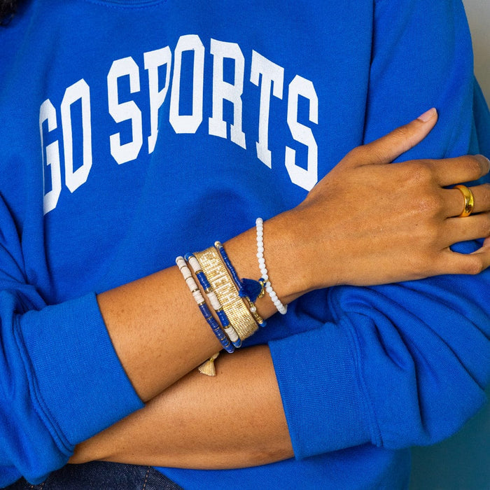 Game Day Adjustable Beaded Bracelet Gold Sliding Knot