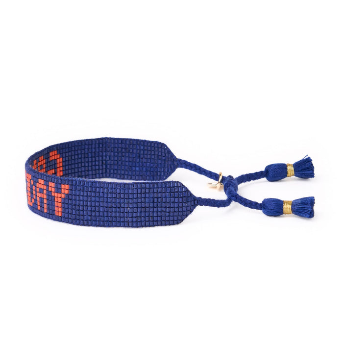 Game Day Adjustable Beaded Bracelet Navy + Orange Sliding Knot