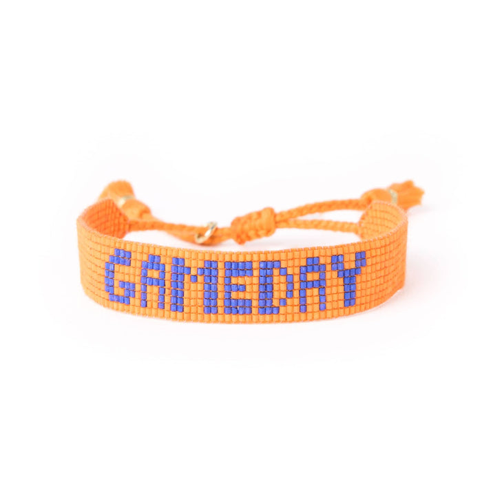 Game Day Adjustable Beaded Bracelet Orange + Blue Sliding Knot