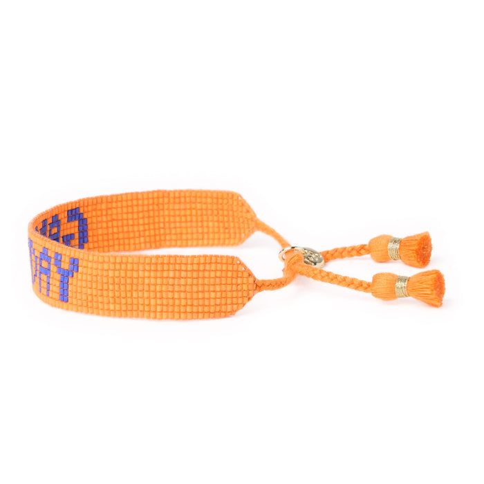 Game Day Adjustable Beaded Bracelet Orange + Blue Sliding Knot