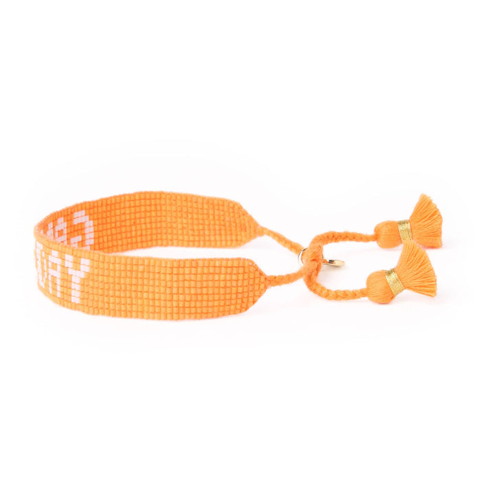 Game Day Adjustable Beaded Bracelet Orange + White Sliding Knot