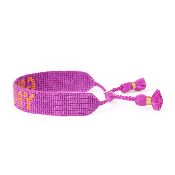 Game Day Adjustable Beaded Bracelet Purple + Orange Sliding Knot