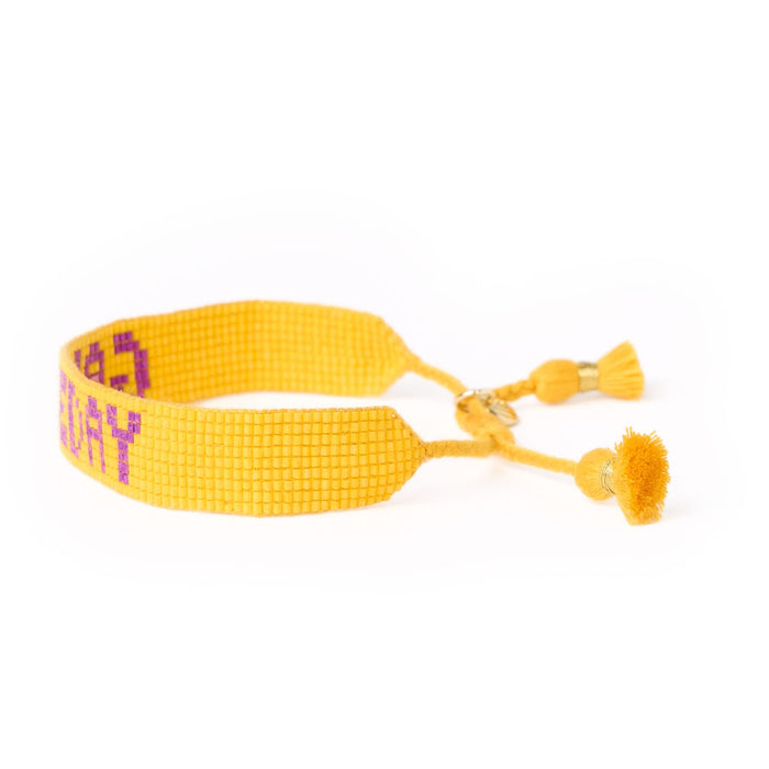 Game Day Adjustable Beaded Bracelet Yellow + Purple Sliding Knot