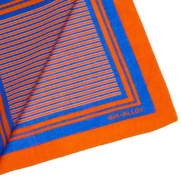 Game Day Alternating Stripe Scarf + Scrunchie Blue + Orange 21x21 Scarf